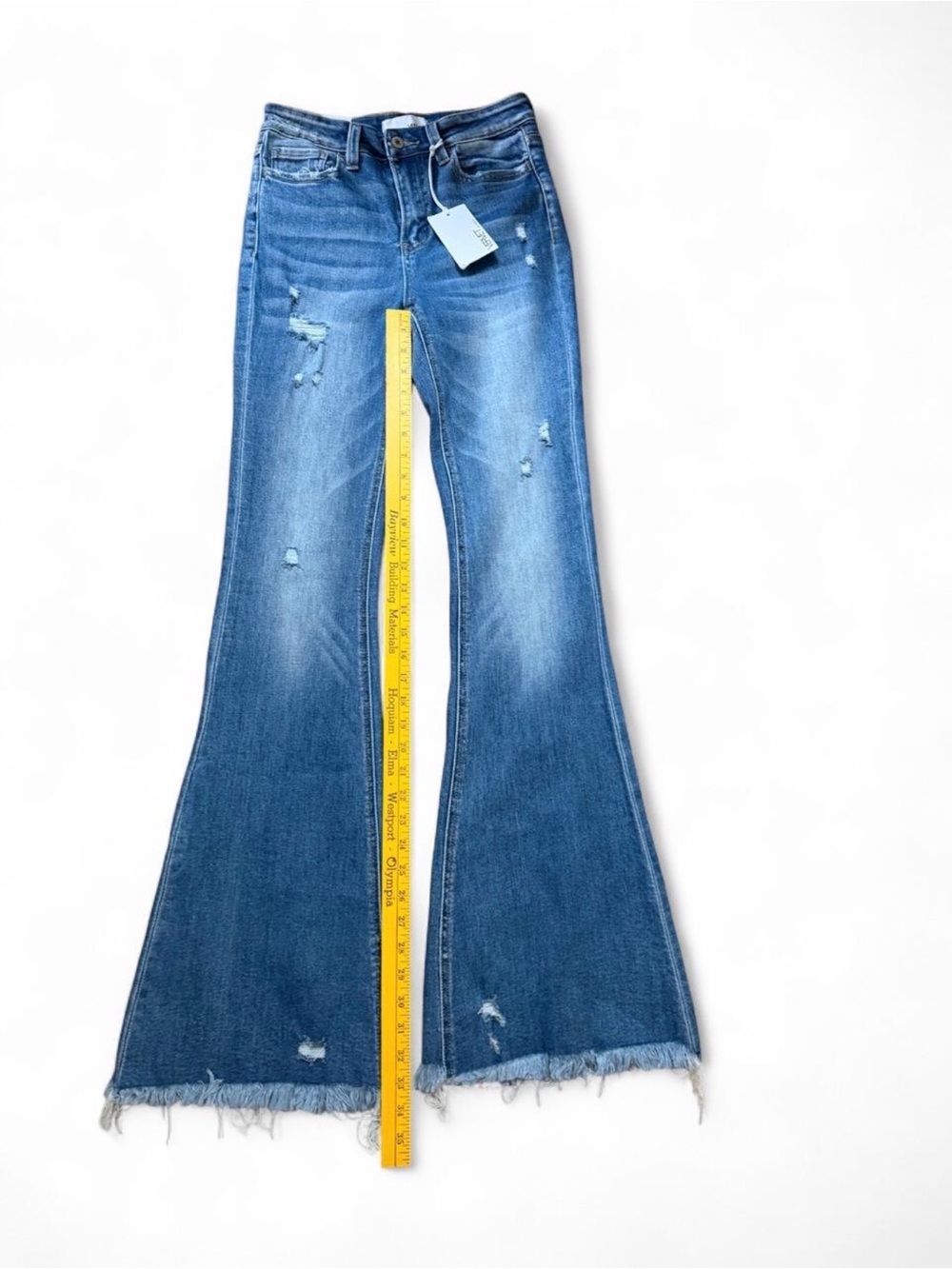 New Vervet High-Rise Blue Distressed Flare Jeans - Picture 2 of 8